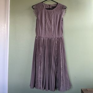 Pleated Lace Dress in Oyster